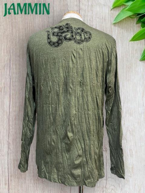 オームロンT アジアン エスニック ヨガ ヒッピー サイケ カーキ < 男性ファッション オームロンT アジアン エスニック ヨガ ヒッピー サイケ カーキ < 男性ファッションの