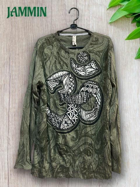 オームロンT アジアン エスニック ヨガ ヒッピー サイケ カーキ < 男性ファッション オームロンT アジアン エスニック ヨガ ヒッピー サイケ カーキ < 男性ファッションの