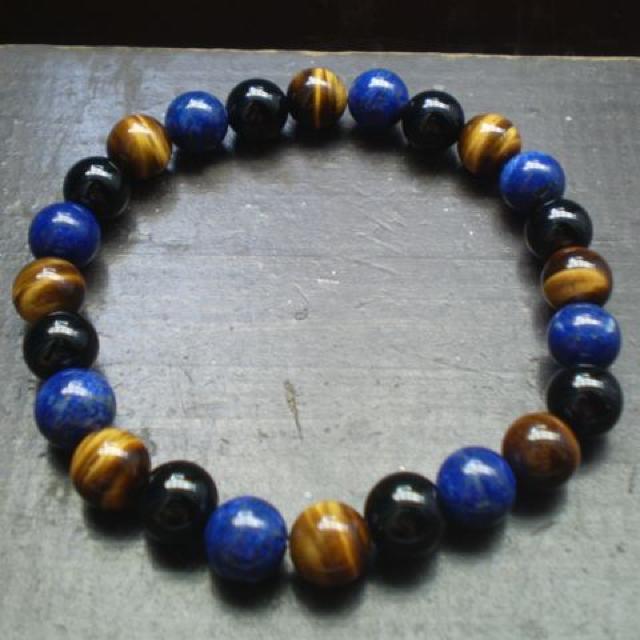 ラピスラズリxタイガーアイxオニキスブレスレット < 女性アクセサリー/時計 ラピスラズリxタイガーアイxオニキスブレスレット < 女性アクセサリー/時計の