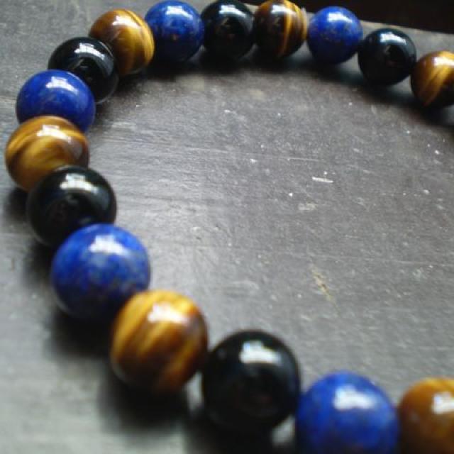 ラピスラズリxタイガーアイxオニキスブレスレット < 女性アクセサリー/時計 ラピスラズリxタイガーアイxオニキスブレスレット < 女性アクセサリー/時計の