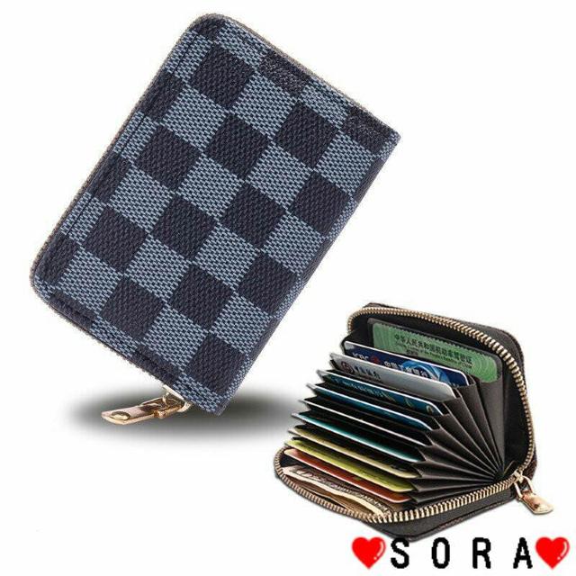 格子チェック柄♪180度開き大容量 カードケース 名刺入 IDカード入 小銭お札入財布 ブラック < 男性ファッション 格子チェック柄♪180度開き大容量 カードケース 名刺入 IDカード入 小銭お札入財布 ブラック < 男性ファッションの