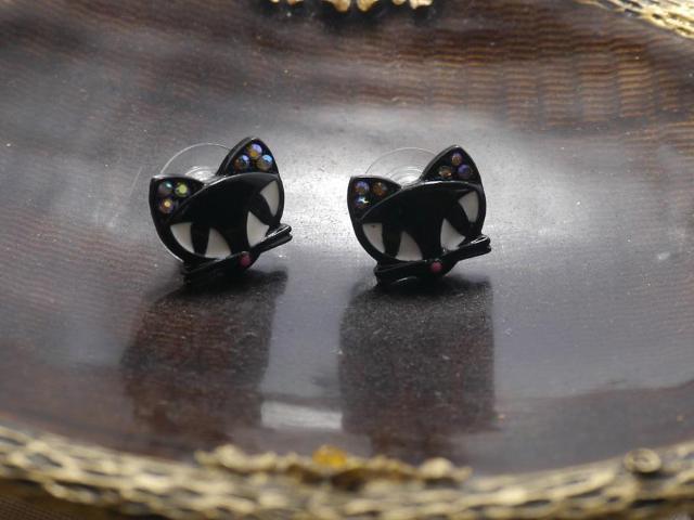 新品 ゴスロリ姫系 黒猫ネコねこちゃんピアス < 女性アクセサリー/時計  新品 ゴスロリ姫系 黒猫ネコねこちゃんピアス < 女性アクセサリー/時計の