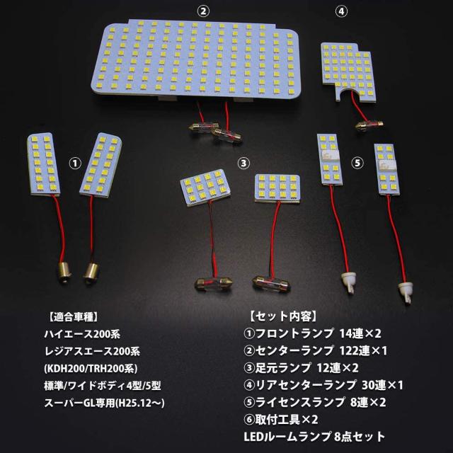 ハイエース 200系 LED ルームランプ スーパーGL 専用設計 ホワイト室内灯 < 自動車/バイク ハイエース 200系 LED ルームランプ スーパーGL 専用設計 ホワイト室内灯 < 自動車/バイク