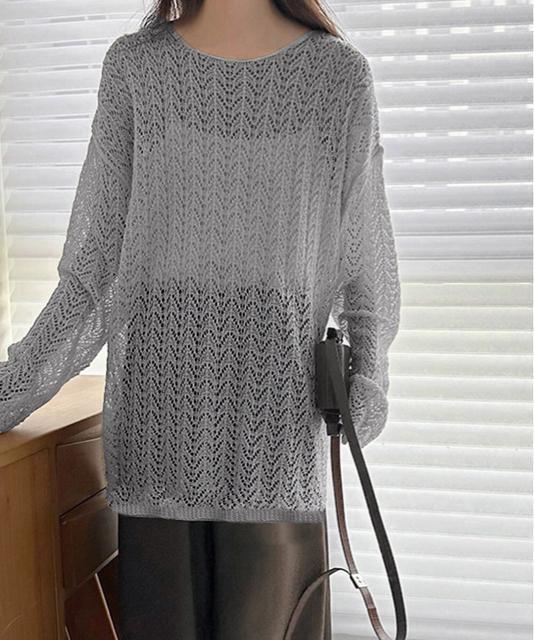 送料無料 新品 透かし編み ゆるニットプルオーバー韓国風 < 女性ファッション  送料無料 新品 透かし編み ゆるニットプルオーバー韓国風 < 女性ファッションの