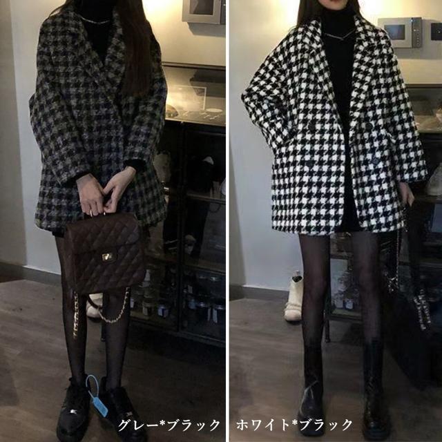 送料無料 新品 千鳥格子柄 ジャケット 中綿コート 秋冬 < 女性ファッション  送料無料 新品 千鳥格子柄 ジャケット 中綿コート 秋冬 < 女性ファッションの