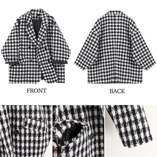送料無料 新品 千鳥格子柄 ジャケット 中綿コート 秋冬 < 女性ファッション  送料無料 新品 千鳥格子柄 ジャケット 中綿コート 秋冬 < 女性ファッションの