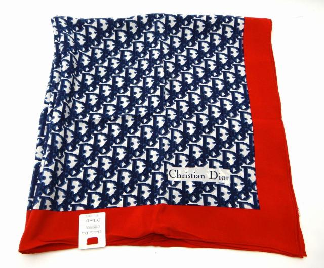 Christian Dior �f�B�I�[�� �g���b�^�[ �V���N �X�J�[�t �l�C�r�[�~���b�h��USED���y���������z  �� �u�����h�� 