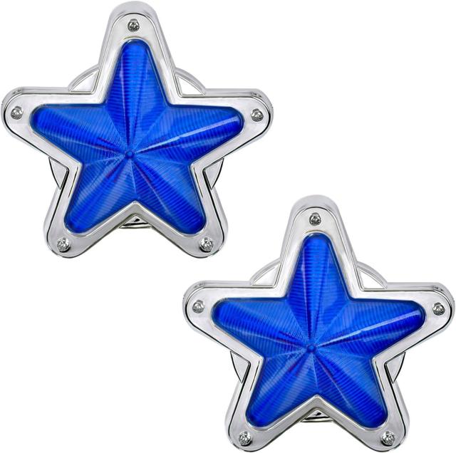 LED サイドマーカー 星型 12V 24V マーカー ランプ 星 スター レンズ トラック デコトラ レトロ 旧車 2個 青 < 自動車/バイク LED サイドマーカー 星型 12V 24V マーカー ランプ 星 スター レンズ トラック デコトラ レトロ 旧車 2個 青 < 自動車/バイク