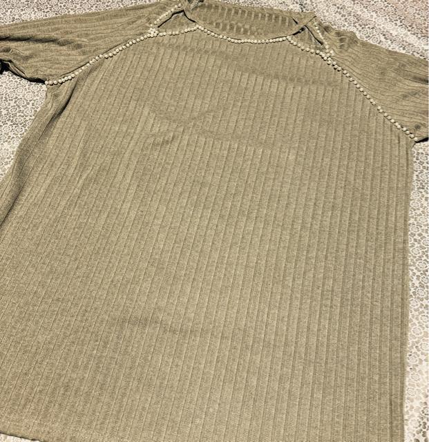 薄手ニット パール付き ロング丈 ベージュ系 大きいサイズ < 女性ファッション 薄手ニット パール付き ロング丈 ベージュ系 大きいサイズ < 女性ファッションの