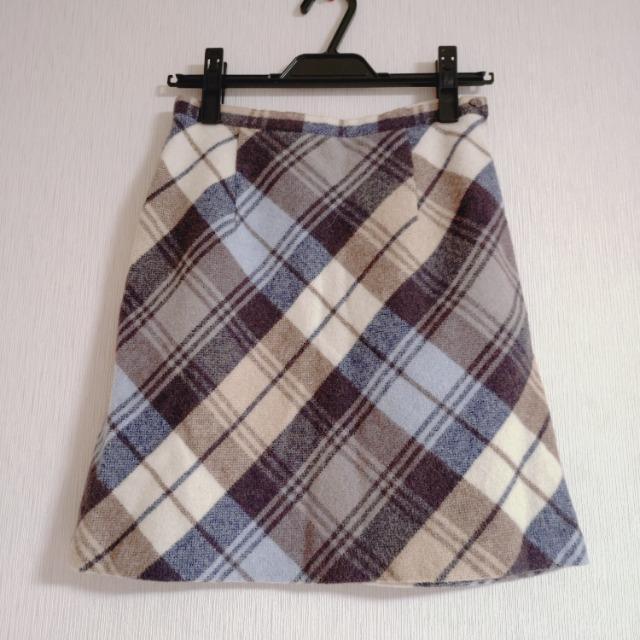 ANDALUSIA 台形ミニスカート チェック 茶色×水色 アンダルシア ミニスカート タイト < 女性ファッション ANDALUSIA 台形ミニスカート チェック 茶色×水色 アンダルシア ミニスカート タイト < 女性ファッションの