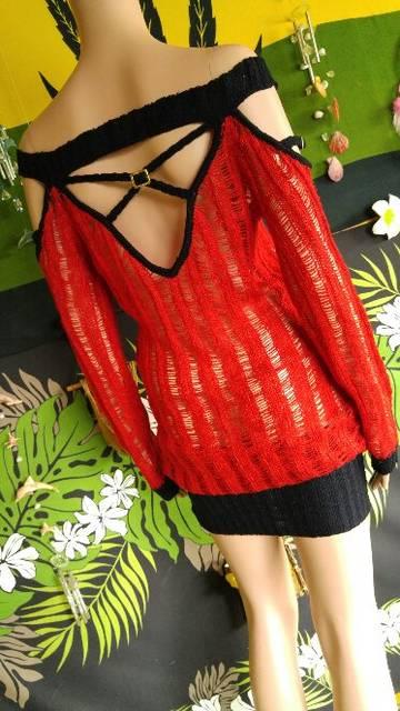 激エロ可愛ッ(*´艸`)背中クロス&オフショルニットワンピ < 女性ファッション  激エロ可愛ッ(*´艸`)背中クロス&オフショルニットワンピ < 女性ファッションの