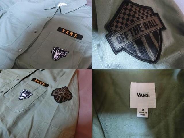 【VANS】ロゴ虎ワッペン付 アーミー風 ロングシャツUS S < 女性ファッション  【VANS】ロゴ虎ワッペン付 アーミー風 ロングシャツUS S < 女性ファッションの