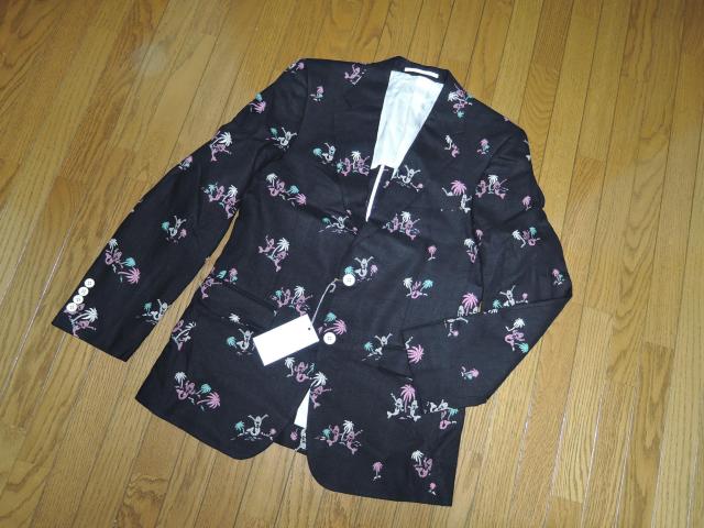 新品 WACKO MARIA ワコマリア リネン ジャケット L 黒 麻 アロハガール ドット柄 サマー テーラードジャケット < ブランド  新品 WACKO MARIA ワコマリア リネン ジャケット L 黒 麻 アロハガール ドット柄 サマー テーラードジャケット < ブランドの