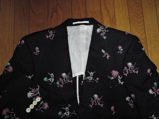 新品 WACKO MARIA ワコマリア リネン ジャケット L 黒 麻 アロハガール ドット柄 サマー テーラードジャケット < ブランド  新品 WACKO MARIA ワコマリア リネン ジャケット L 黒 麻 アロハガール ドット柄 サマー テーラードジャケット < ブランドの