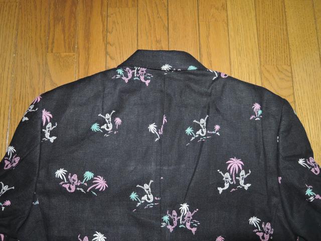 新品 WACKO MARIA ワコマリア リネン ジャケット L 黒 麻 アロハガール ドット柄 サマー テーラードジャケット < ブランド  新品 WACKO MARIA ワコマリア リネン ジャケット L 黒 麻 アロハガール ドット柄 サマー テーラードジャケット < ブランドの