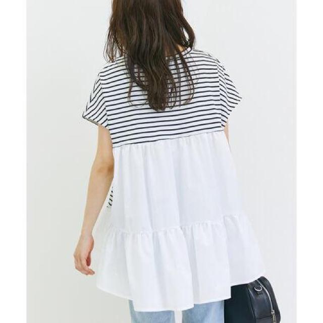 新品タグ付き 異素材切り替えフリルヘムチュニック インシード L < 女性ファッション  新品タグ付き 異素材切り替えフリルヘムチュニック インシード L < 女性ファッションの