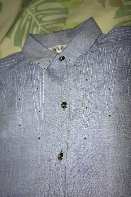 ★中古水色×首回り刺繍有りシャツ2L < 女性ファッション  ★中古水色×首回り刺繍有りシャツ2L < 女性ファッションの