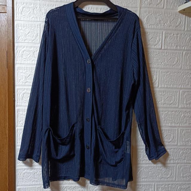 FIVE JAPAN★未使用★ポケット付薄手カーディガン/ネイビー < 女性ファッション  FIVE JAPAN★未使用★ポケット付薄手カーディガン/ネイビー  < 女性ファッションの