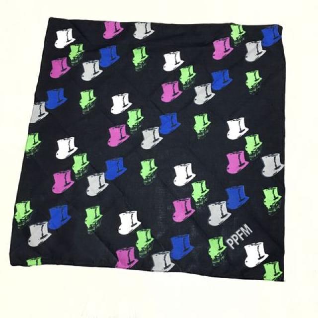 【NEW】ハット柄バンダナ/PPFM/黒×マルチカラー/スカル < 男性ファッション  【NEW】ハット柄バンダナ/PPFM/黒×マルチカラー/スカル  < 男性ファッションの