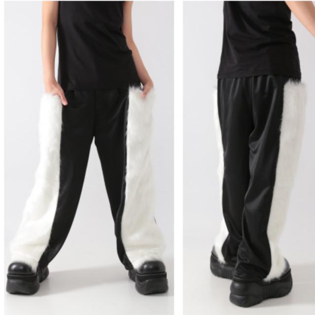 Drug honey【ユニセックス】ファー切替ワイドパンツ/白 < ブランド  Drug honey【ユニセックス】ファー切替ワイドパンツ/白 < ブランドの