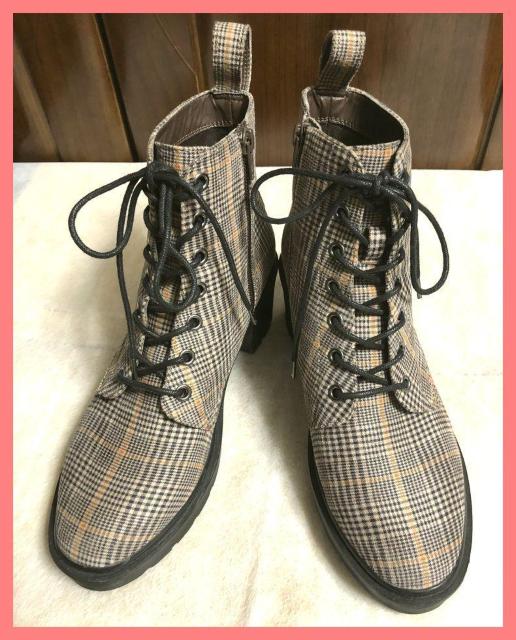 ☆R&E☆超美品♪足長美脚☆厚底レースアップチェックショートブーツLL☆ < ブランド  ☆R&E☆超美品♪足長美脚☆厚底レースアップチェックショートブーツLL☆ < ブランドの