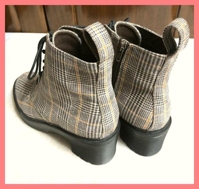 ☆R&E☆超美品♪足長美脚☆厚底レースアップチェックショートブーツLL☆ < ブランド  ☆R&E☆超美品♪足長美脚☆厚底レースアップチェックショートブーツLL☆ < ブランドの