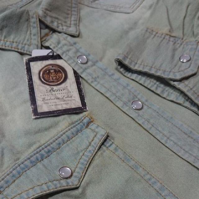 BENO ビーノ スタイリッシュ ウエスタン 七分袖 デニム シャツ新品 < 男性ファッション BENO ビーノ スタイリッシュ ウエスタン 七分袖 デニム シャツ新品 < 男性ファッションの