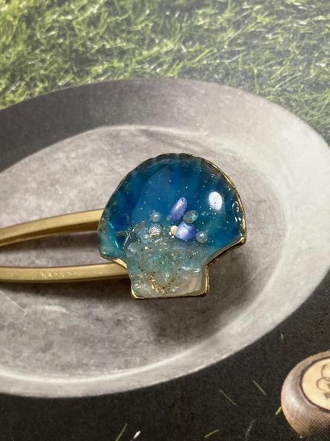 ハンドメイド レジン ヘアクリップ シェル型 < 女性ファッション  ハンドメイド レジン ヘアクリップ シェル型 < 女性ファッションの