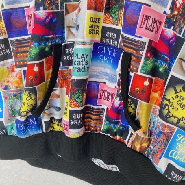 カラフルプリント フード付き 半袖 ラグラン ゆったり パーカー LL N2m < 女性ファッション カラフルプリント フード付き 半袖 ラグラン ゆったり パーカー LL N2m < 女性ファッションの