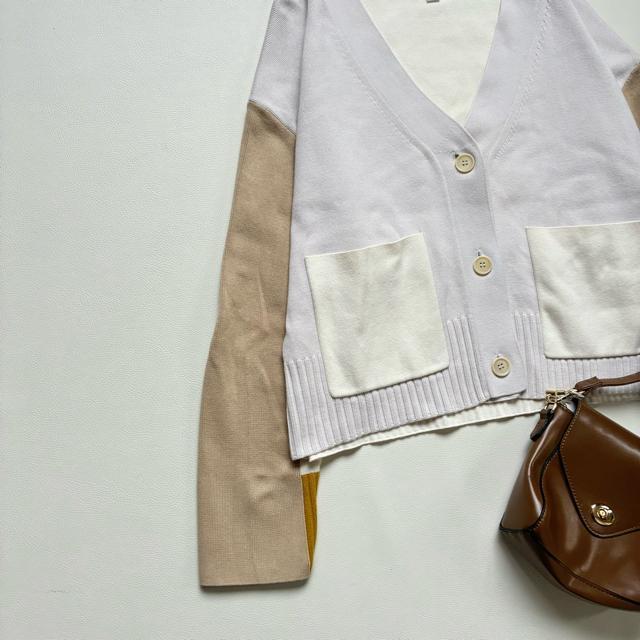 ◆美品◆COS◆カラーブロックカーディガン◆バイカラー◆コットン◆アイボリー◆M < 女性ファッション  ◆美品◆COS◆カラーブロックカーディガン◆バイカラー◆コットン◆アイボリー◆M < 女性ファッションの