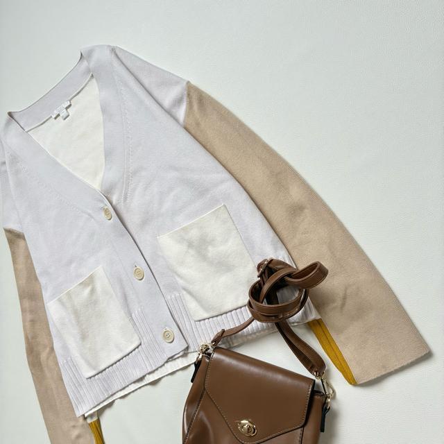 ◆美品◆COS◆カラーブロックカーディガン◆バイカラー◆コットン◆アイボリー◆M < 女性ファッション  ◆美品◆COS◆カラーブロックカーディガン◆バイカラー◆コットン◆アイボリー◆M < 女性ファッションの