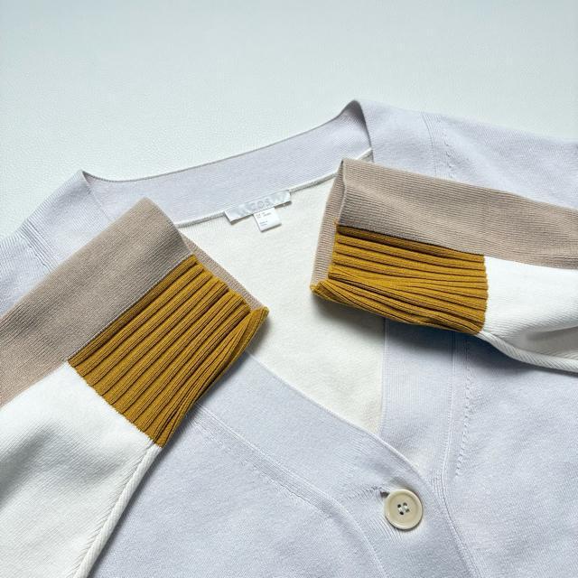◆美品◆COS◆カラーブロックカーディガン◆バイカラー◆コットン◆アイボリー◆M < 女性ファッション  ◆美品◆COS◆カラーブロックカーディガン◆バイカラー◆コットン◆アイボリー◆M < 女性ファッションの