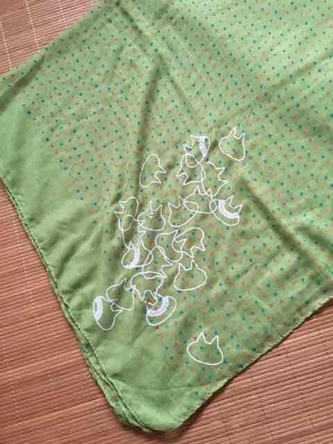 mintneko・ドット&バブルネコ柄ストール。グリーン < ブランド mintneko・ドット&バブルネコ柄ストール。グリーン < ブランドの