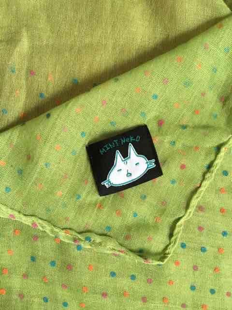 mintneko・ドット&バブルネコ柄ストール。グリーン < ブランド mintneko・ドット&バブルネコ柄ストール。グリーン < ブランドの