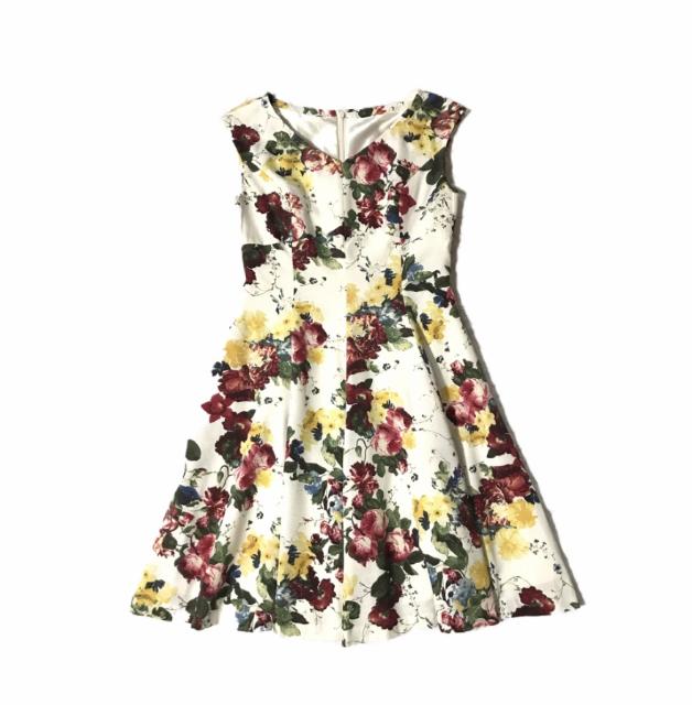 パーティーデート〓花柄ノースリーブフレアーワンピースドレス〓(M)新品〓 < 女性ファッション パーティーデート〓花柄ノースリーブフレアーワンピースドレス〓(M)新品〓 < 女性ファッションの