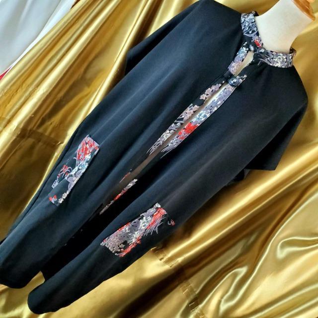 込み★65★新品★TiTi★和 ちりめん半袖ロングカーディガン★M-L★ < 女性ファッション  込み★65★新品★TiTi★和 ちりめん半袖ロングカーディガン★M-L★ < 女性ファッションの