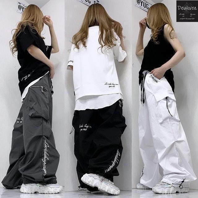 NEW最新bkXL【Dealivez】ALL刺繍 Dzチャーム付 裾Sideロゴ Backロゴ カーゴパンツ ワイドパンツ < 男性ファッション  NEW最新bkXL【Dealivez】ALL刺繍 Dzチャーム付 裾Sideロゴ Backロゴ カーゴパンツ ワイドパンツ  < 男性ファッションの