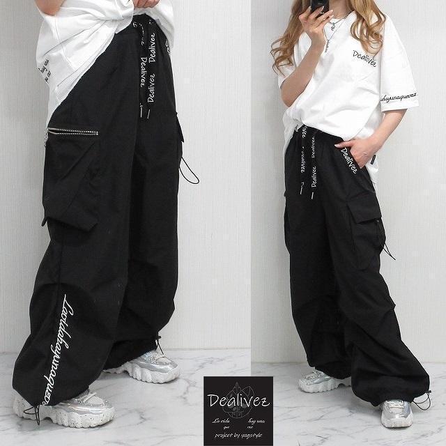 NEW最新bkXL【Dealivez】ALL刺繍 Dzチャーム付 裾Sideロゴ Backロゴ カーゴパンツ ワイドパンツ < 男性ファッション  NEW最新bkXL【Dealivez】ALL刺繍 Dzチャーム付 裾Sideロゴ Backロゴ カーゴパンツ ワイドパンツ < 男性ファッションの