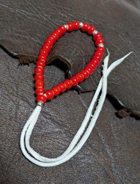 キムタクVer.★ホワイトハーツ★赤7o★SLV925★鹿革紐★ビーズブレスレット★Lサイズ★新品未着用★送料無料★男女兼用 < 男性アクセサリー/時計 キムタクVer.★ホワイトハーツ★赤7o★SLV925★鹿革紐★ビーズブレスレット★Lサイズ★新品未着用★送料無料★男女兼用 < 男性アクセサリー/時計の