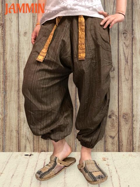 織り柄アジアンサルエルパンツ ブラウン エスニック アジアン ヒッピー < 男性ファッション 織り柄アジアンサルエルパンツ ブラウン エスニック アジアン ヒッピー < 男性ファッションの