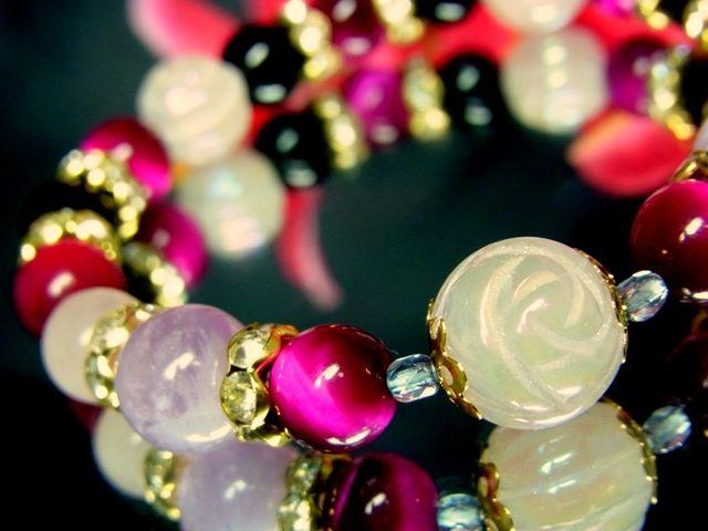 バラ彫ローズクォーツ*ラベンダーアメジスト*ローズクォーツ*ピンクタイガーアイ*オニキス < 女性アクセサリー/時計 バラ彫ローズクォーツ*ラベンダーアメジスト*ローズクォーツ*ピンクタイガーアイ*オニキス < 女性アクセサリー/時計の