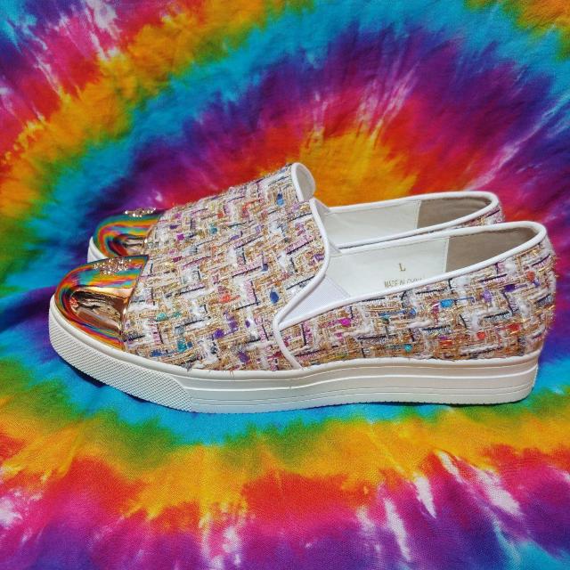 鬼カワ(///ω///)Radyレディ□ゴールド爪先ツィードスリッポンスニーカー < ブランド  鬼カワ(///ω///)Radyレディ□ゴールド爪先ツィードスリッポンスニーカー < ブランドの