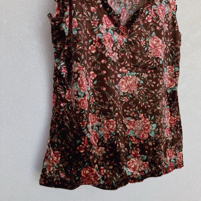 クレドソル 花柄 薔薇柄 ベロア風 タンクトップ ビスチェ トップス M 茶系 N2m < ブランド クレドソル 花柄 薔薇柄 ベロア風 タンクトップ ビスチェ トップス M 茶系 N2m < ブランドの