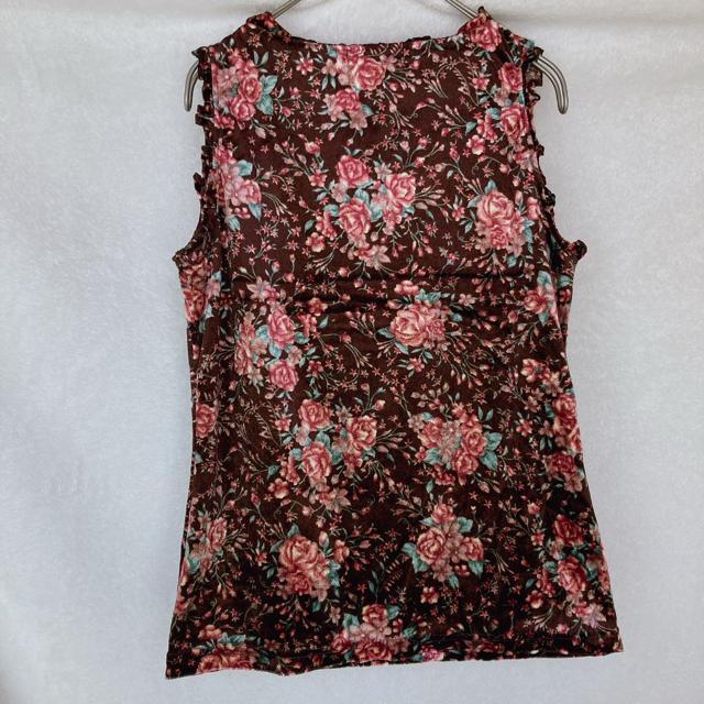 クレドソル 花柄 薔薇柄 ベロア風 タンクトップ ビスチェ トップス M 茶系 N2m < ブランド クレドソル 花柄 薔薇柄 ベロア風 タンクトップ ビスチェ トップス M 茶系 N2m < ブランドの