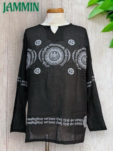 アジアン柄クルタ アジアン 長袖 黒 エスニック ヒッピー < 男性ファッション アジアン柄クルタ アジアン 長袖 黒 エスニック ヒッピー < 男性ファッションの