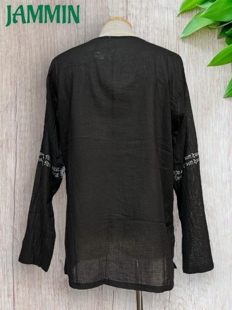 アジアン柄クルタ アジアン 長袖 黒 エスニック ヒッピー < 男性ファッション アジアン柄クルタ アジアン 長袖 黒 エスニック ヒッピー < 男性ファッションの