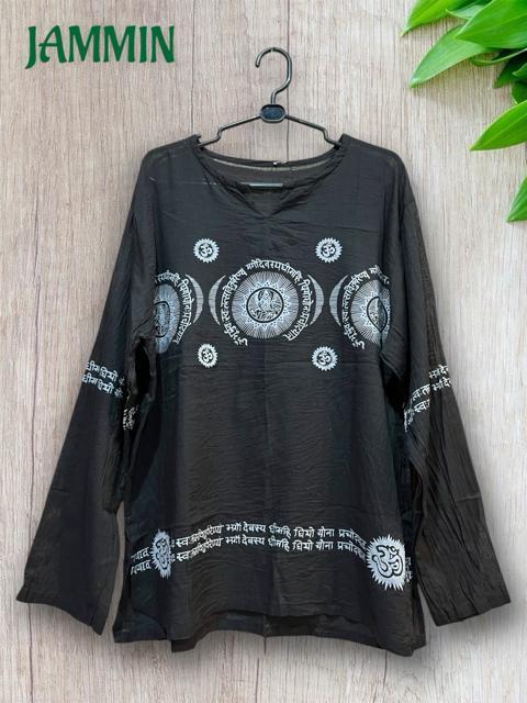 アジアン柄クルタ アジアン 長袖 黒 エスニック ヒッピー < 男性ファッション アジアン柄クルタ アジアン 長袖 黒 エスニック ヒッピー < 男性ファッションの