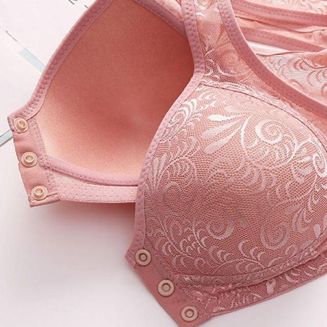 前開きノンワイヤーレースブラジャー 大きめバスト向けナイトブラ レッド S < 女性ファッション 前開きノンワイヤーレースブラジャー 大きめバスト向けナイトブラ レッド S < 女性ファッションの