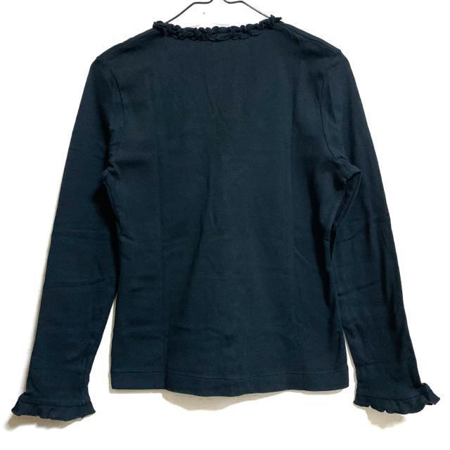 【美品】V首長袖コットン フリルカーディガン/黒/M/綿100% < 女性ファッション  【美品】V首長袖コットン フリルカーディガン/黒/M/綿100% < 女性ファッションの