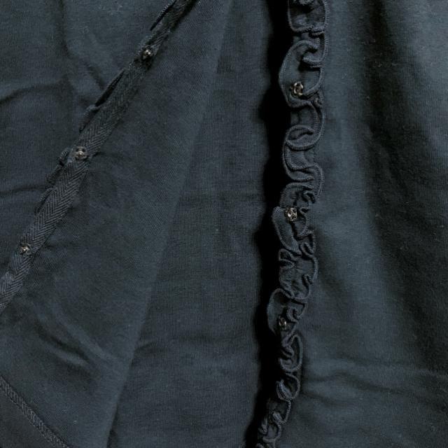 【美品】V首長袖コットン フリルカーディガン/黒/M/綿100% < 女性ファッション  【美品】V首長袖コットン フリルカーディガン/黒/M/綿100% < 女性ファッションの